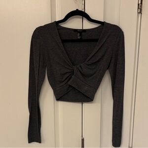 Forever 21 Charcoal Twist Front Crop Top